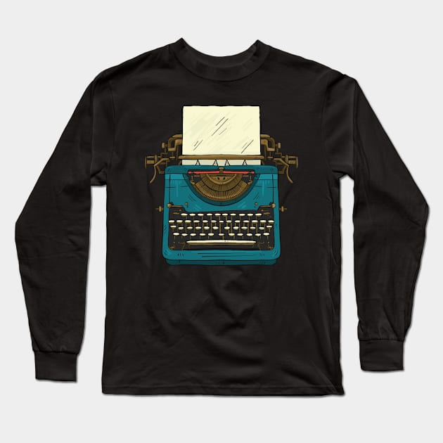 Colorful Typewriter Long Sleeve T-Shirt by EarlAdrian